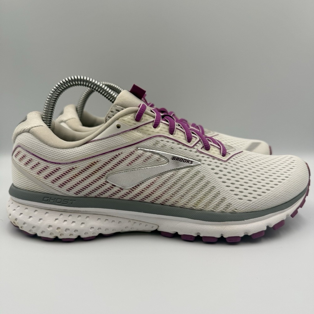 Brooks Ghost 12 White Purple Running Sneakers Shoes Women's Size 9.5 Athletic